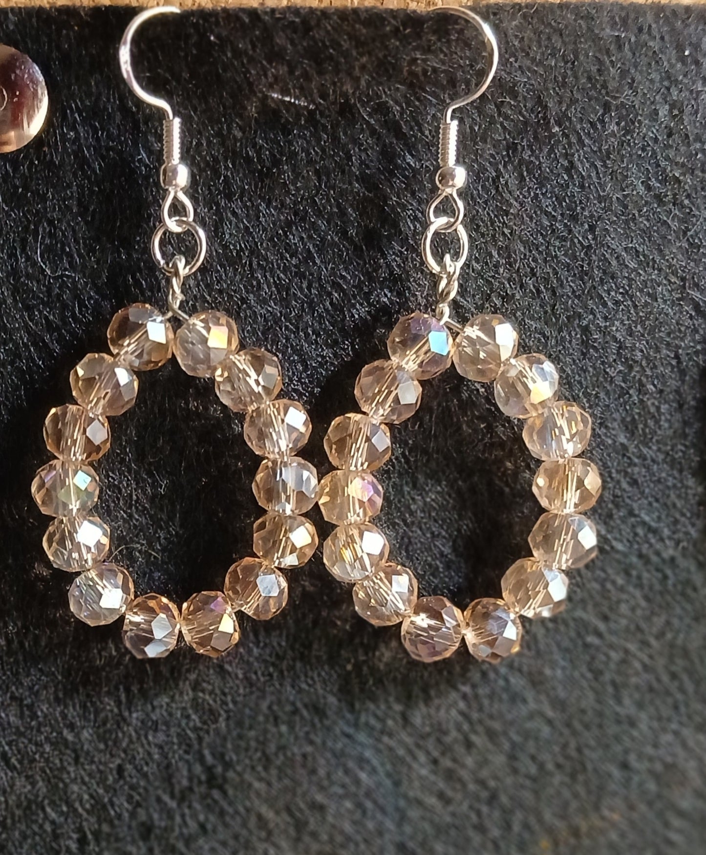 Full Champagne Crystal Beaded Hoop Earrings — Simplicity by E&Co