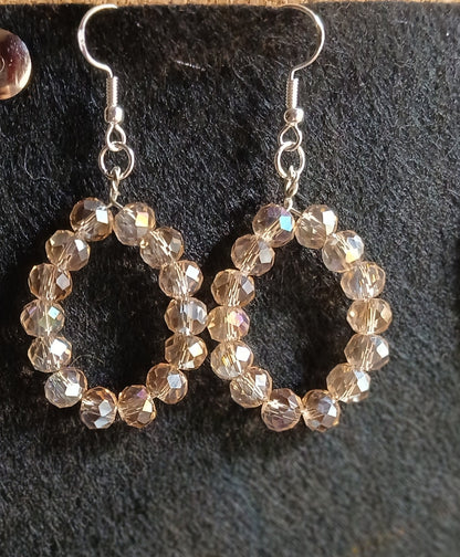 Full Champagne Crystal Beaded Hoop Earrings — Simplicity by E&Co