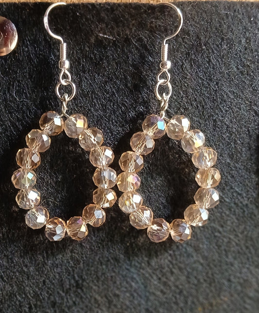 Full Champagne Crystal Beaded Hoop Earrings — Simplicity by E&Co