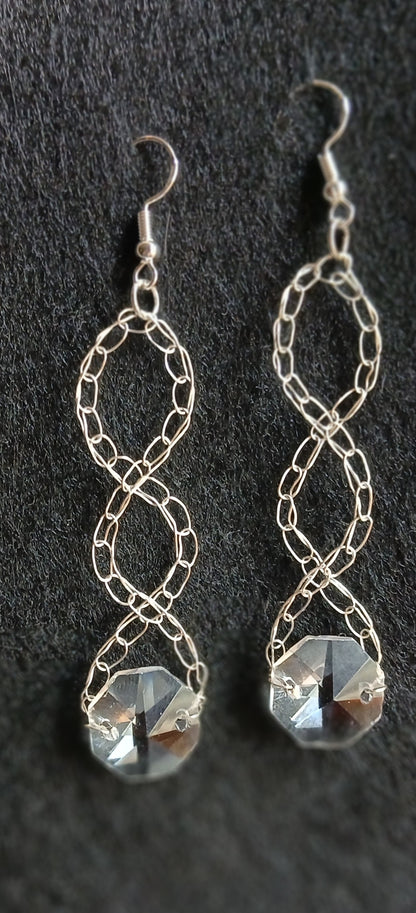 Wire Figure-8 Infinity Crystal Drop Earrings — Simplicity by E&Co