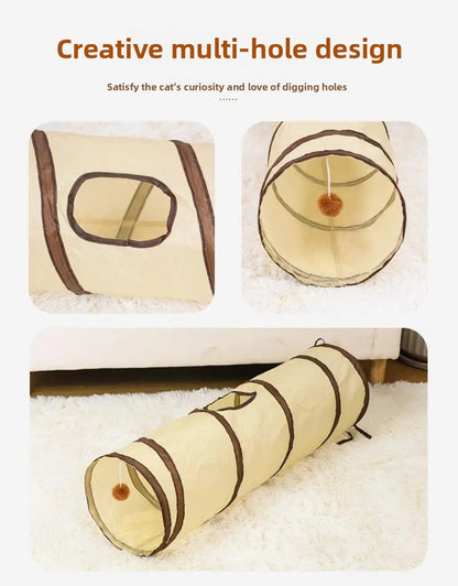 Foldable Easy-to-Store All-in-One Cat Play Tunnel