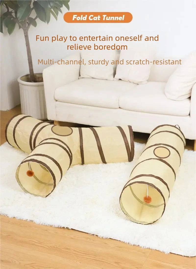Foldable Easy-to-Store All-in-One Cat Play Tunnel