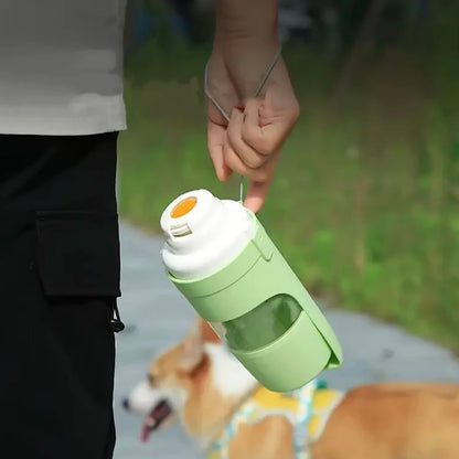 Pet Travel Water Bottle & Food Container — Portable Foldable 2-in-1