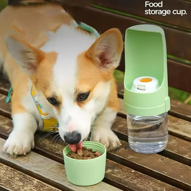Pet Travel Water Bottle & Food Container — Portable Foldable 2-in-1