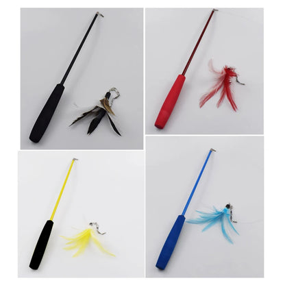 Cat teaser Stick-Telescopic feather wand toy