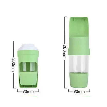 Pet Travel Water Bottle & Food Container — Portable Foldable 2-in-1