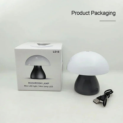 Mushroom LED Table Lamp Touch Dimming USB Charging Night Light for Bedroom/Desk/Coffee Bar Decorative Ambient Night Lighting
