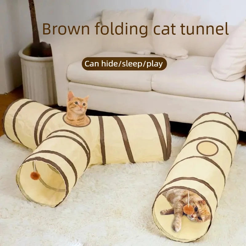 Foldable Easy-to-Store All-in-One Cat Play Tunnel