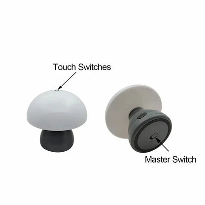 Mushroom LED Table Lamp Touch Dimming USB Charging Night Light for Bedroom/Desk/Coffee Bar Decorative Ambient Night Lighting