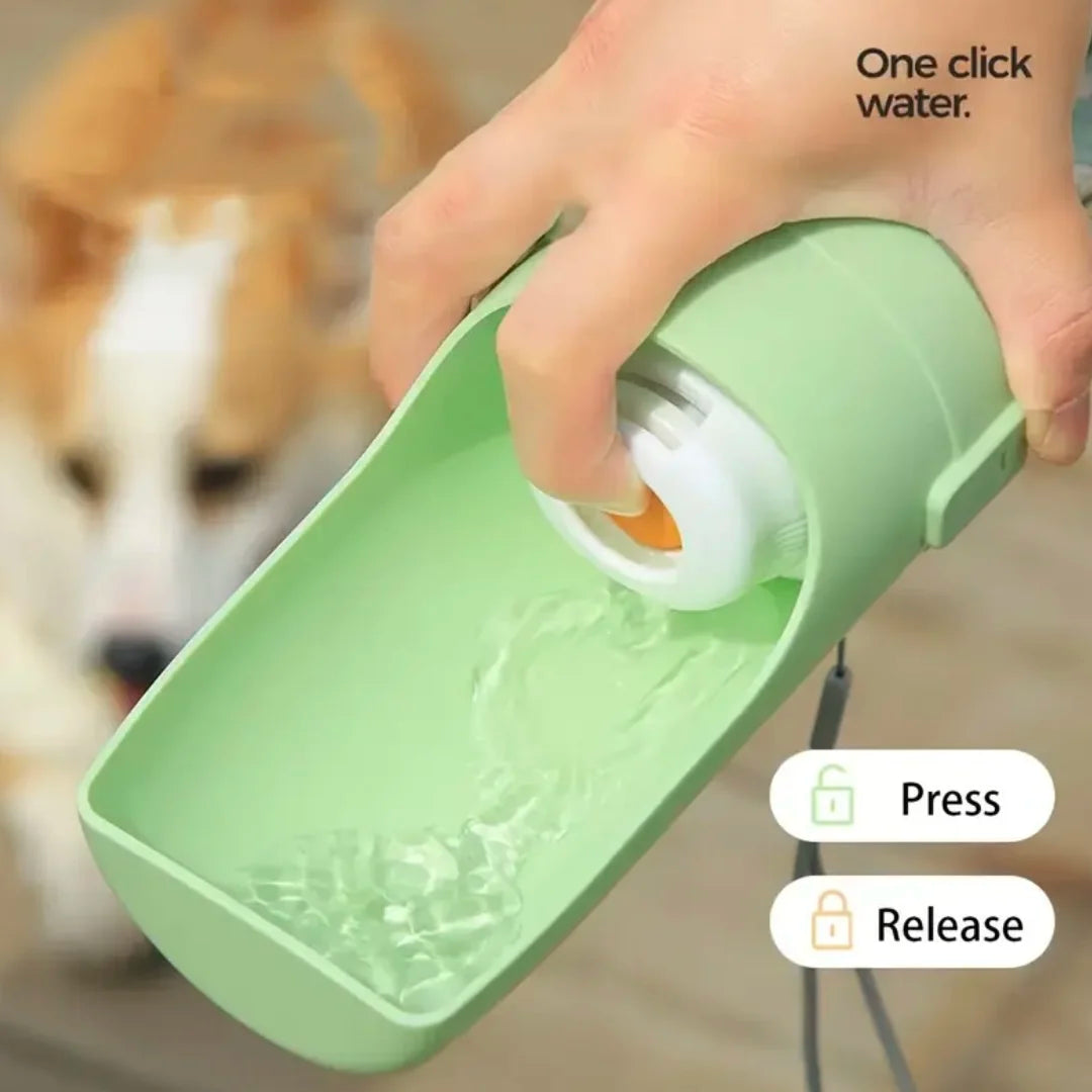 Pet Travel Water Bottle & Food Container — Portable Foldable 2-in-1