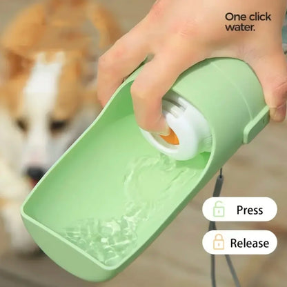 Pet Travel Water Bottle & Food Container — Portable Foldable 2-in-1