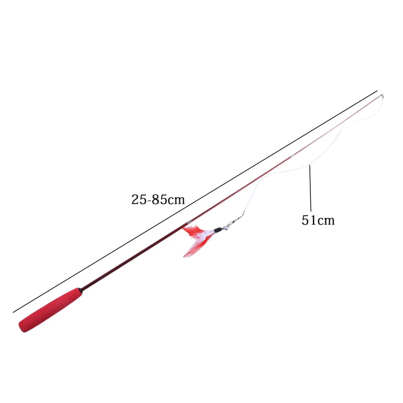 Cat teaser Stick-Telescopic feather wand toy