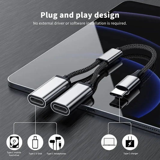 Multi-Port USB Hub — Type-C & USB-A Splitter Adapter