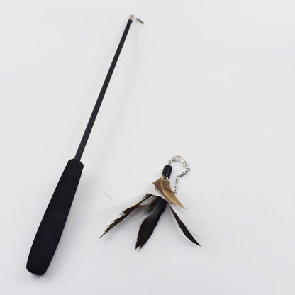 Cat teaser Stick-Telescopic feather wand toy