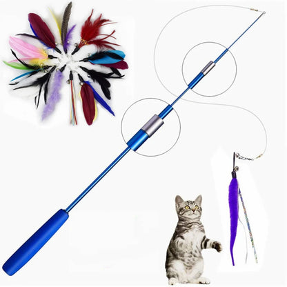 Cat teaser Stick-Telescopic feather wand toy