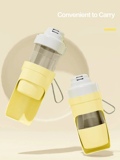 Pet Travel Water Bottle & Food Container — Portable Foldable 2-in-1