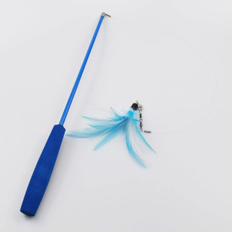 Cat teaser Stick-Telescopic feather wand toy