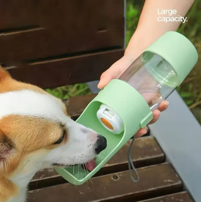 Pet Travel Water Bottle & Food Container — Portable Foldable 2-in-1