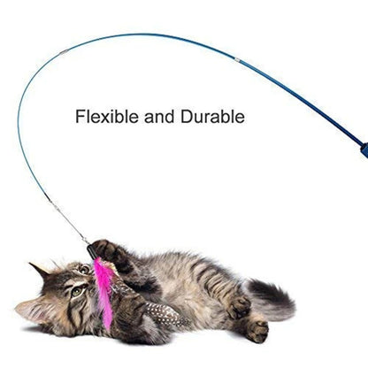 Cat teaser Stick-Telescopic feather wand toy