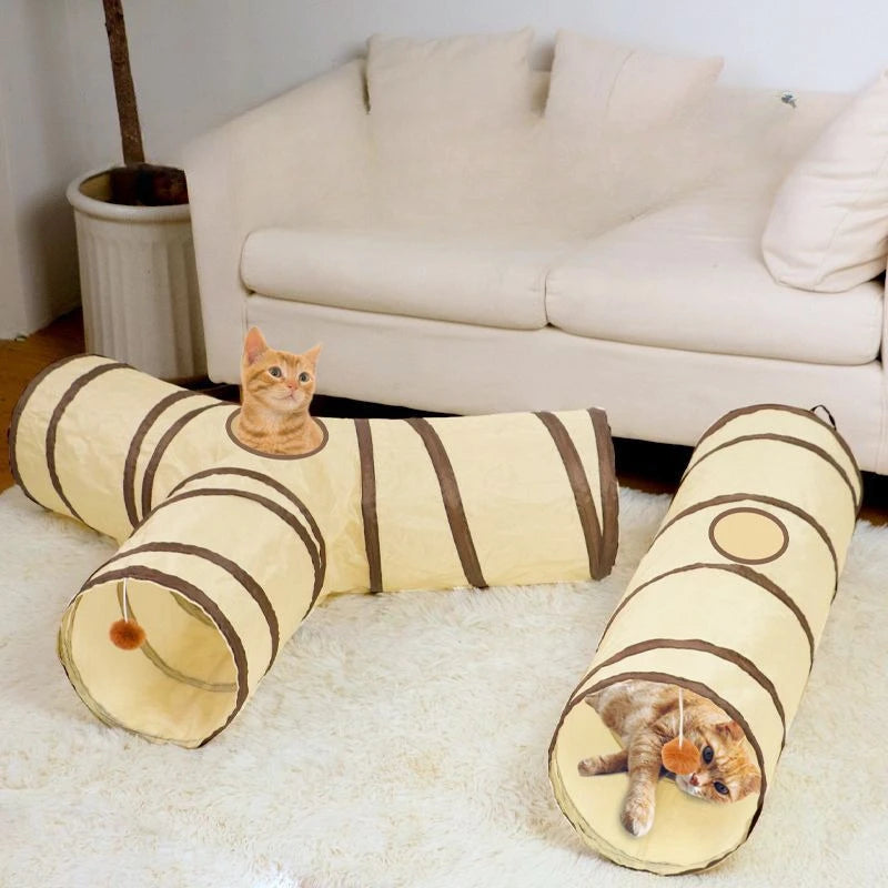 Foldable Easy-to-Store All-in-One Cat Play Tunnel